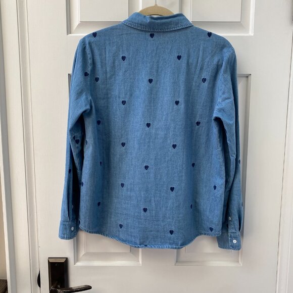 100% Cotton Denim Top with Embroidered Hearts - Picture 4 of 7